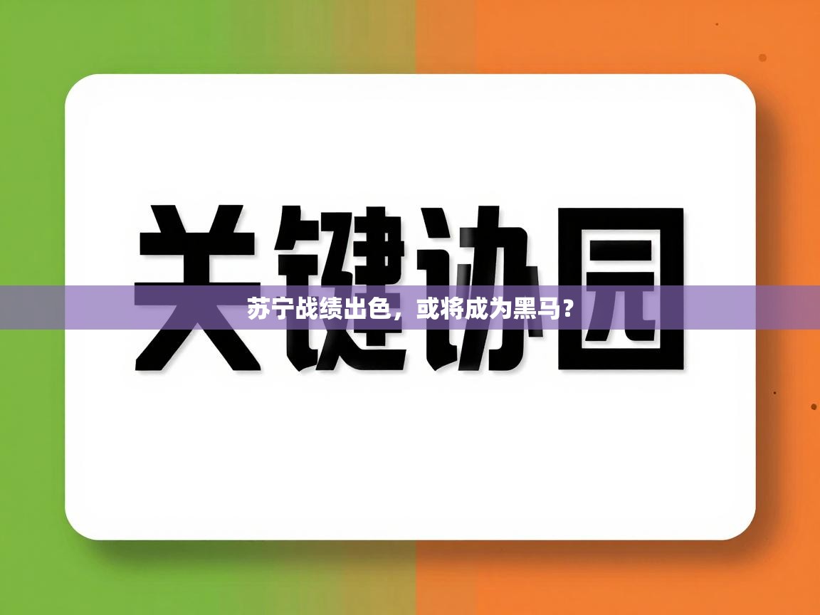 苏宁战绩出色，或将成为黑马？